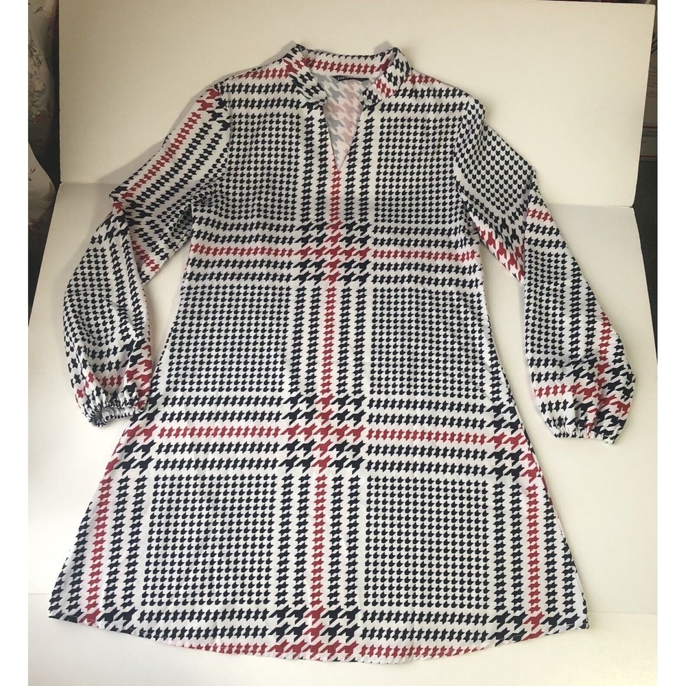 SHEIN Women's Geometric Long Sleeve Loose Fitting Shift Dress Small
